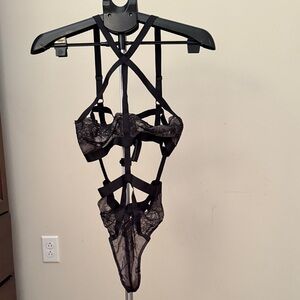 Black Strappy Lace Lingerie piece, size M
